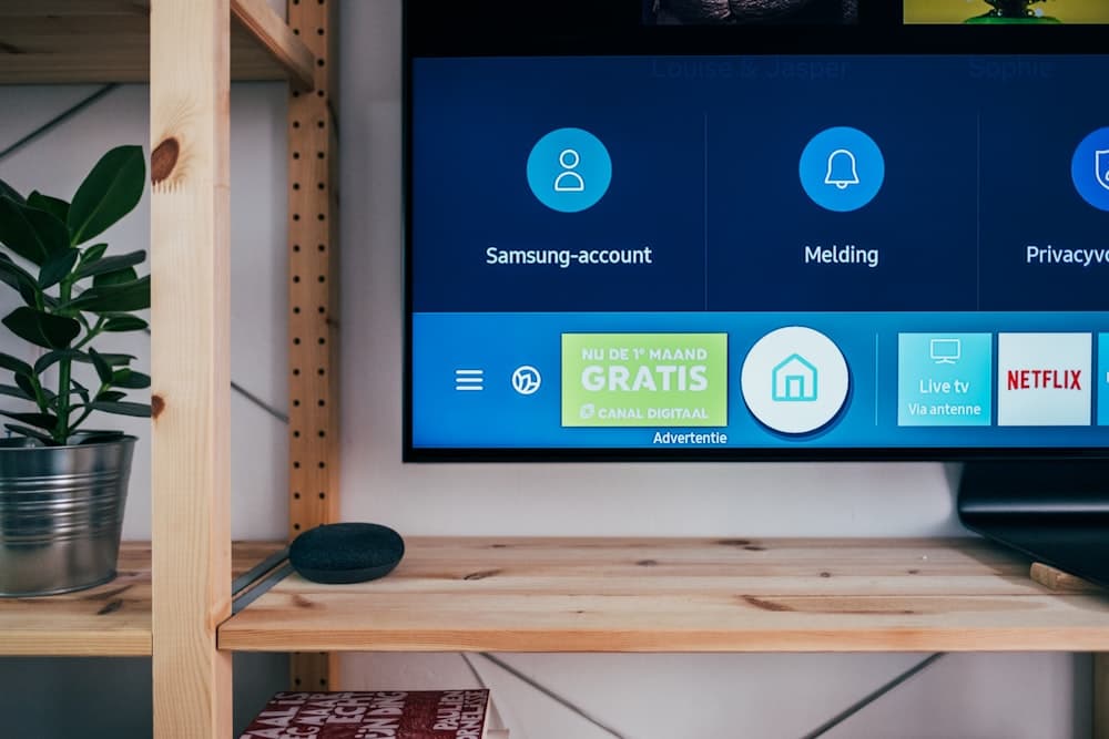 Living room entertainment setup with large display